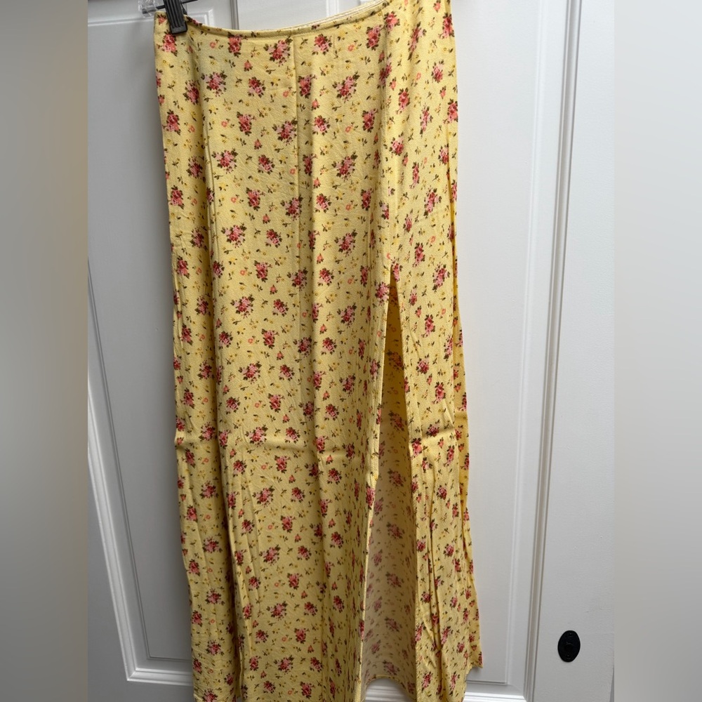 Reformation Floral Yellow Skirt